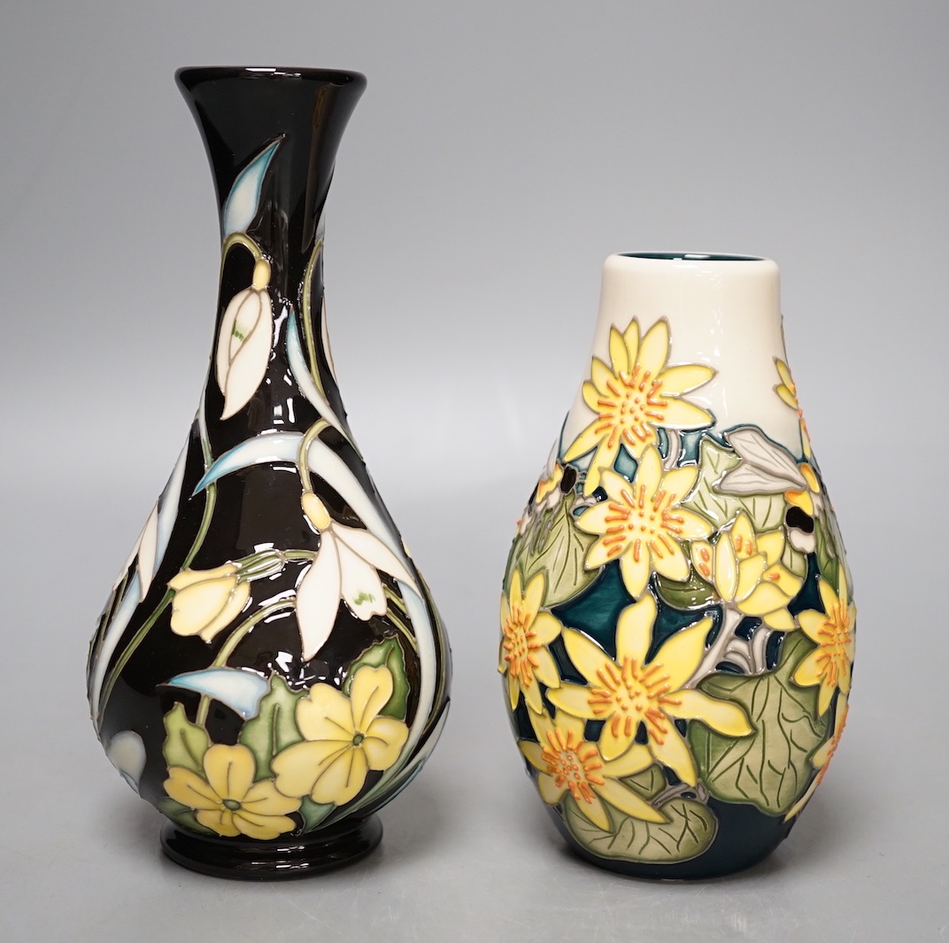 A Moorcroft 'Primrose Warburg' by Nicola Stanley, 2019, no.40, boxed, together with 'lakeland lights', limited edition 28/30, 2012 by Kerry Goodwin., Allentown 17 cms high